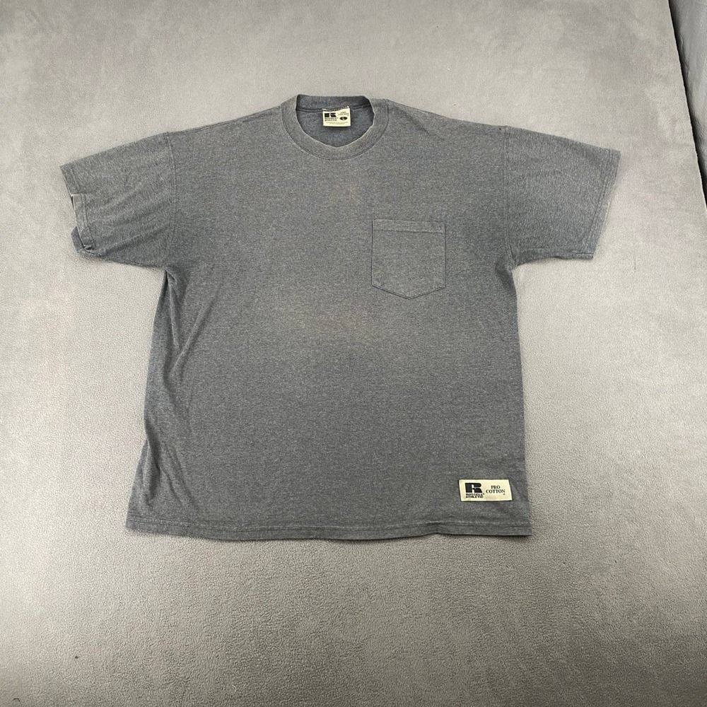 Vintage Russell Athletic Pro Cotton Pocket T-Shirt Heather Gray Mens Large 7321